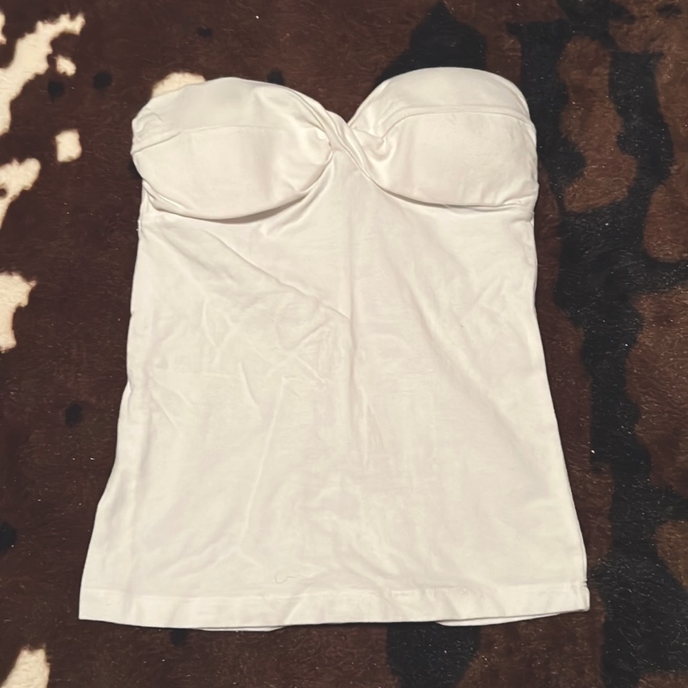 Small white twist front tube top